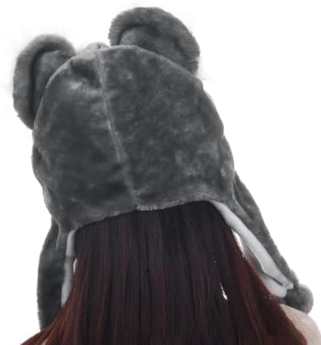 Plush Animal Hat with Ear Flaps for Kids Teens Adults Halloween Party