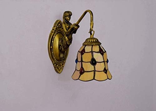 Vintage Wall Sconce with Tiffany Glass Design