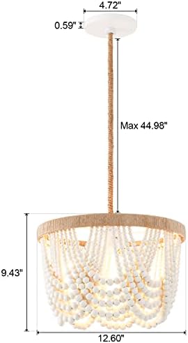 VILUXY Bohemia Wood Beaded Chandelier Pendant Light 3-Light