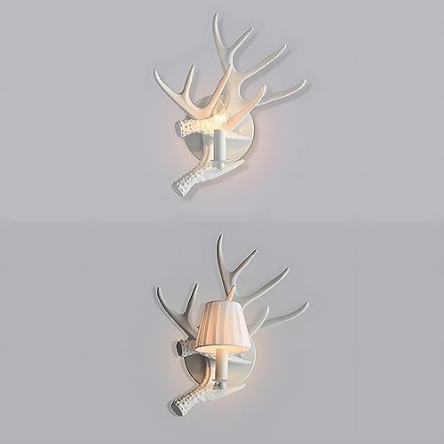 KADELONG Deer Antler Wall Sconce with Fabric Shade