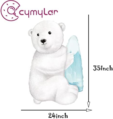 CYMYLAR Polar Bear Balloons 35 Inch 3pcs for Animal Theme Parties
