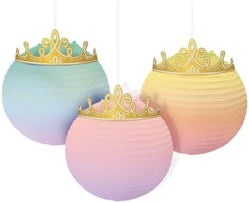 Disney Princess Paper Hanging Lanterns Pack of 3 Tiara Decor