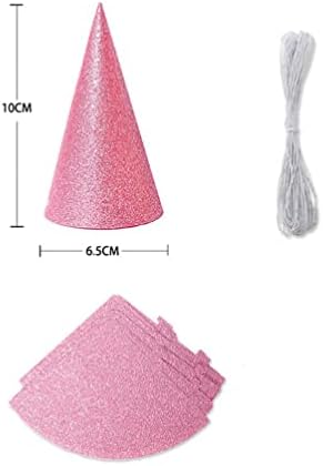 NUOBESTY 12pc Glitter Cone Party Hats with Ribbons