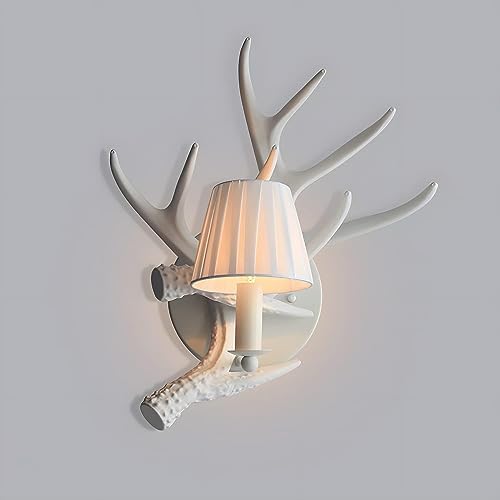 KADELONG Deer Antler Wall Sconce with Fabric Shade