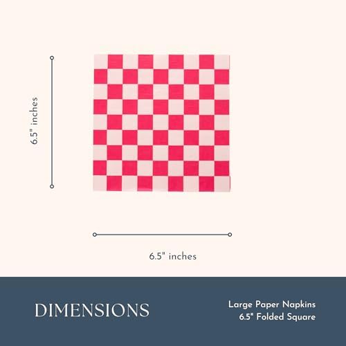Hot Pink Checker Large Paper Napkins - Pack of 20