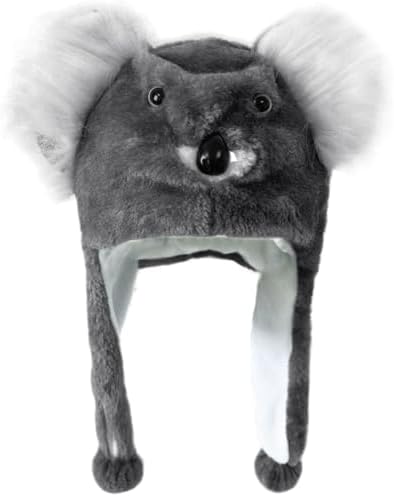 Plush Animal Hat with Ear Flaps for Kids Teens Adults Halloween Party
