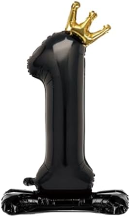 42 Inch Black Number 1 Balloon with Crown