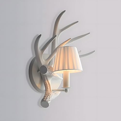 KADELONG Deer Antler Wall Sconce with Fabric Shade