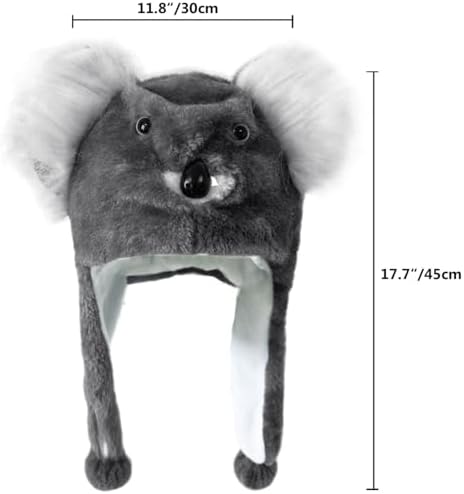 Plush Animal Hat with Ear Flaps for Kids Teens Adults Halloween Party