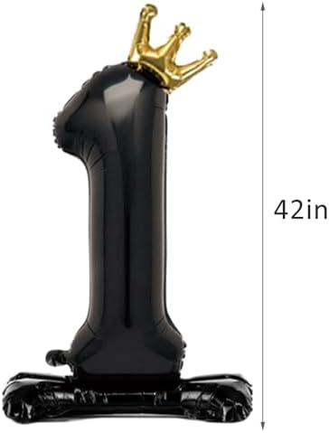 42 Inch Black Number 1 Balloon with Crown