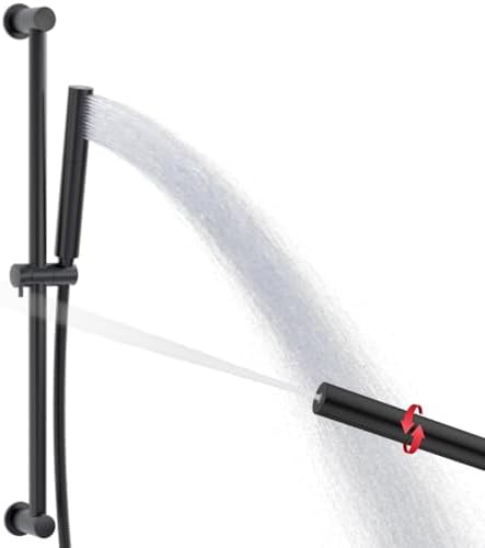 Matte Black Handheld Shower Head with 22 Inch Brass Slide Bar Kit