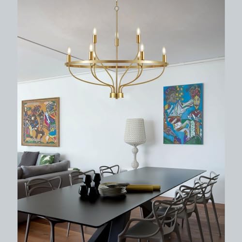 Widluth 30 Modern Gold 9-Lights Chandelier Fixture