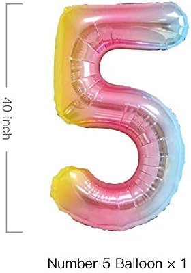 Rainbow Unicorn Balloon Bouquet 5th Birthday Set