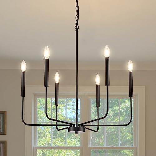 Modern Black Chandelier for Dining Room with 6 Lights