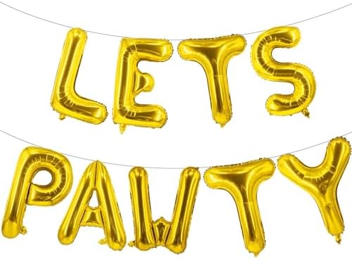 Lovoir 9 Pcs Lets Pawty Balloons Gold Party Decorations