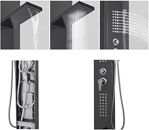 Gougeltd Handheld Showerhead with Hydromassage Waterfall - Black