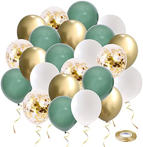 Thomtery Green and Gold Party Balloons 50pcs 12 Inch
