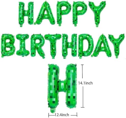Pixel Birthday Balloons Happy Birthday Decorations for Boys
