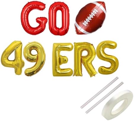 GO 49ERS Foil Balloons Banner Football Party Decor