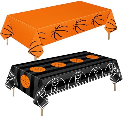 Mixweer 2 Pcs Basketball Plastic Tablecloth 54x108 Inch