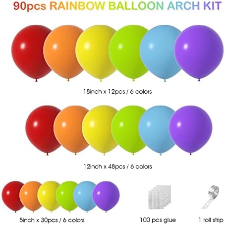 Rainbow Balloon Garland Kit with 90 Balloons