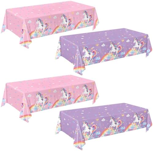 4 Pack Unicorn Tablecloths for Birthday Parties