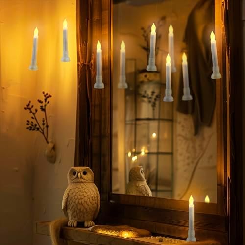 Homemory 12 Pcs Floating Flameless Candles with Wand Remote