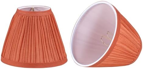Aspen Creative 51517-2 Brass Clip-On Chandelier Lamp Shades Carrot Faux Silk