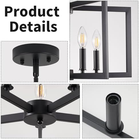 Modern Industrial Black Chandelier with 5 Lights