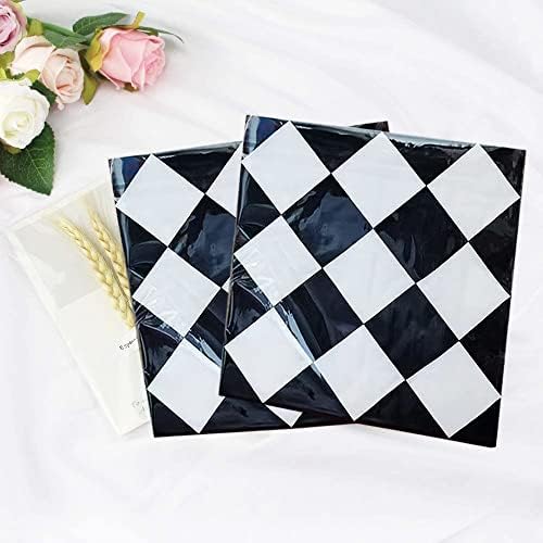 40pcs Black and White Checkered Race Car Napkins