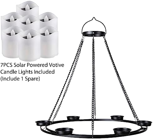 Outdoor Solar Chandelier with 7 Votive Lights