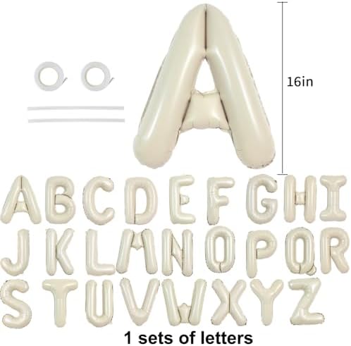TONIFUL 16 Inch Cream White Letter Balloons Set A-Z 26 Pcs