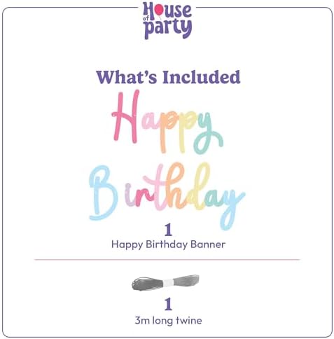 HOUSE OF PARTY 140PCS Pastel Rainbow Balloons and Happy Birthday Banner Kit