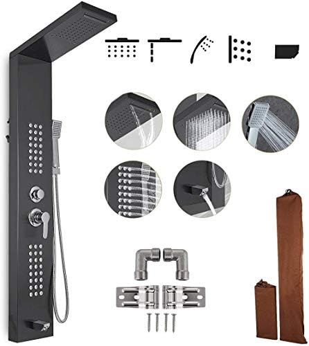 Gougeltd Handheld Showerhead with Hydromassage Waterfall - Black