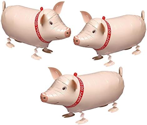 Soochat Walking Pig Balloons 3Pcs Decorations