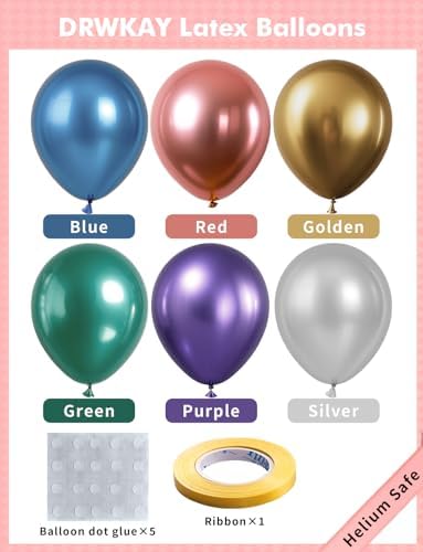 Chrome Metallic Balloons 66 Pack for Party Decorations