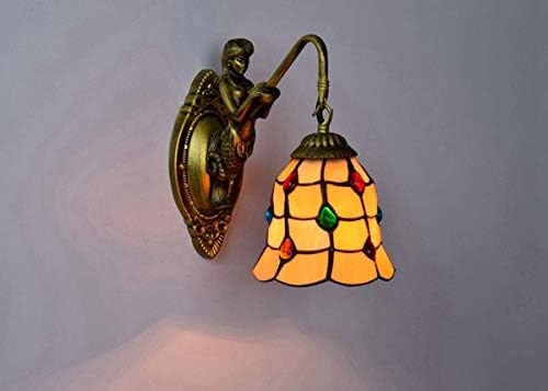Vintage Wall Sconce with Tiffany Glass Design