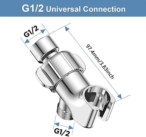 MakeFit Adjustable Shower Head Holder with Chrome Finish