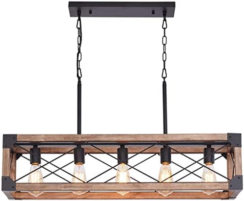 Bribyit Farmhouse Kitchen Island Lighting 5 Light Chandelier