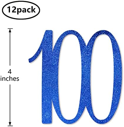 Blue Glitter 100th Birthday Centerpiece Sticks 12-Pack
