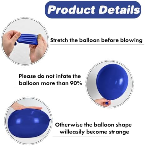 FunHot Navy Blue and Silver Balloons Party Decor Set