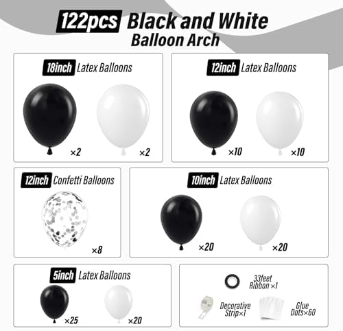 Black and White Balloon Arch Kit for Party Decorations