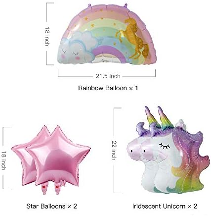 Rainbow Unicorn Balloon Bouquet 5th Birthday Set