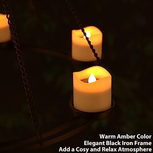 Outdoor Solar Chandelier with 7 Votive Lights