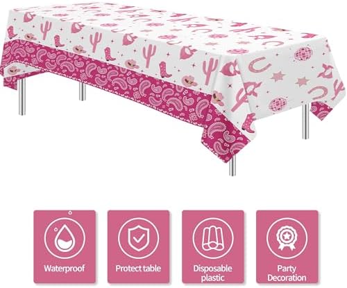 Hot Pink Cowgirl Party Tablecloths 4 Pack 54x108 Inches