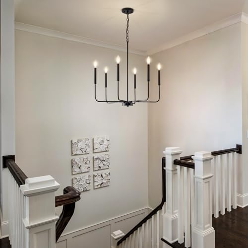 Modern Black Chandelier for Dining Room with 6 Lights