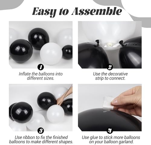 Black and White Balloon Arch Kit for Party Decorations