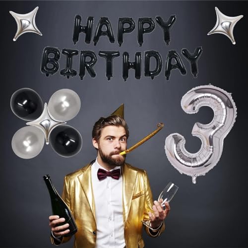21st Birthday Black Silver Decorations with Balloons