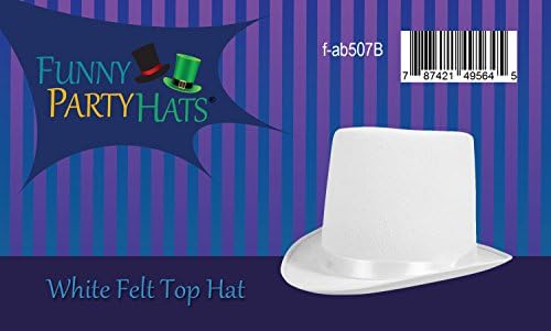 Funny Party Hats White Felt Top Hat