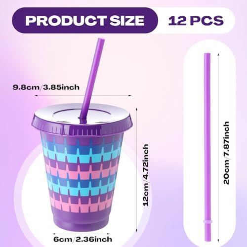 12 Pcs Llama Video Game Themed Reusable Plastic Cups with Lids and Straws